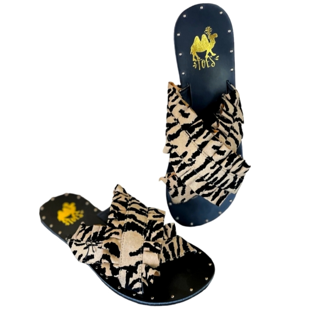 Tan & Black Zebra Print Sandal